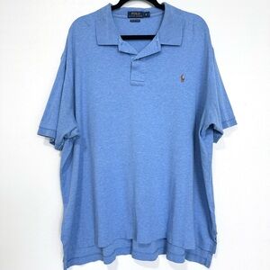 Polo Ralph Lauren Shirt Men’s 2XB Blue Pima Soft Touch Flesh Pony‎ Preppy Casual